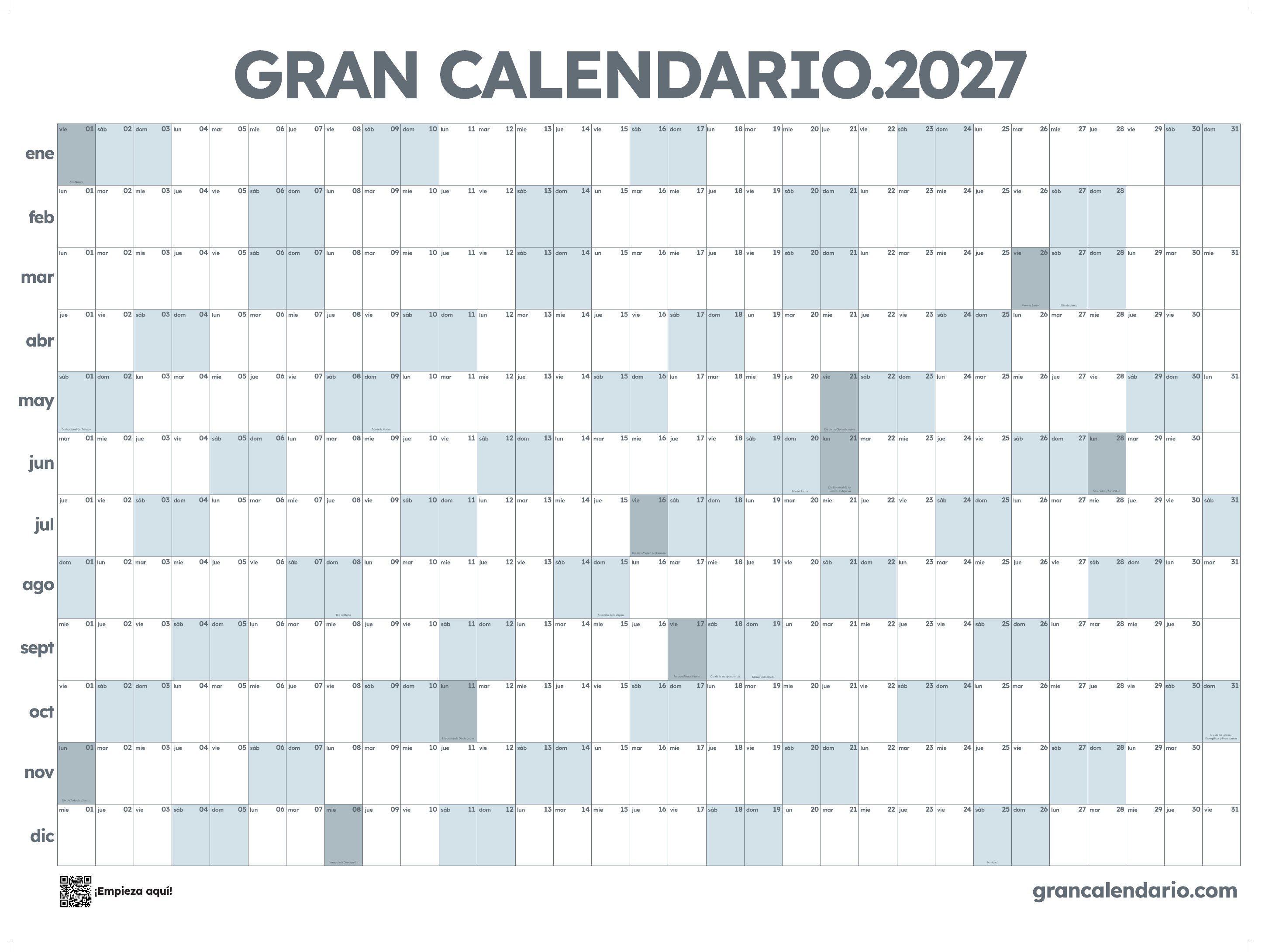 Miniatura del calendario color Gris claro