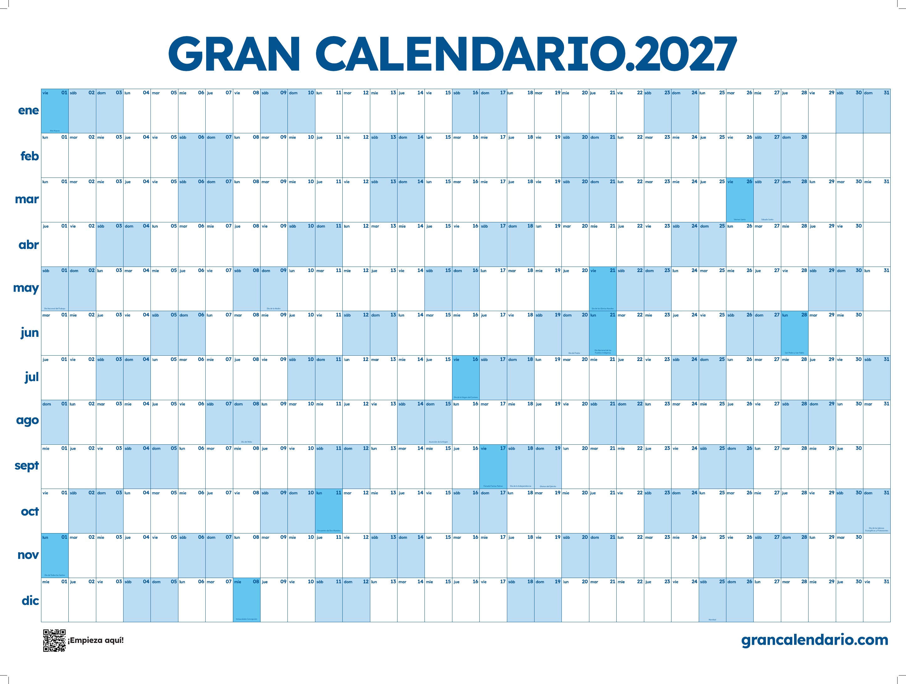 Miniatura del calendario color Celeste